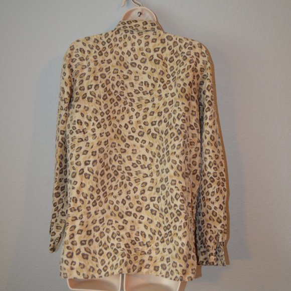 Sz S Anna & Frank Vintage Leopard 100% Silk Button Down Shirt - Picture 9 of 11